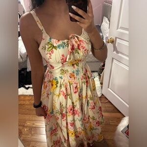 Floral Print Cream Maxi Corset Dress